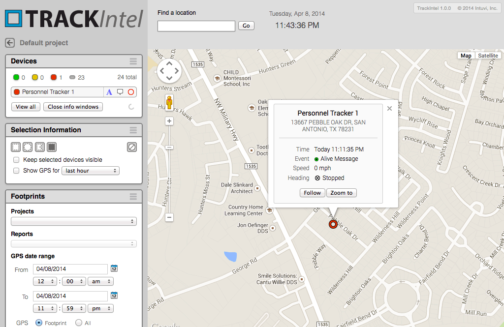 TrackIntel™ main screen
